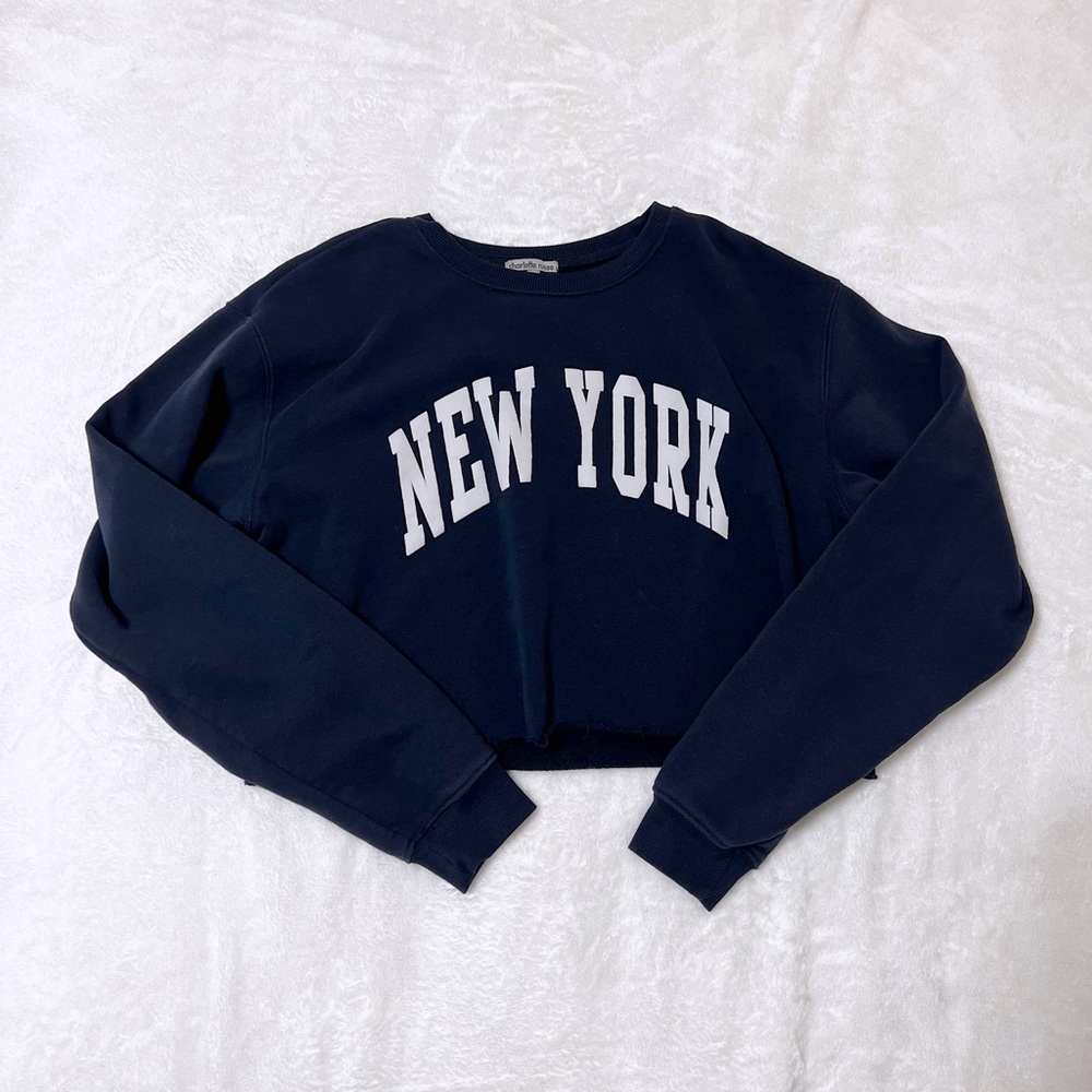 navy cropped new york sweatshirt